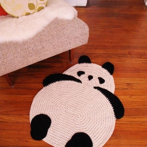 Panda Rug, crochet panda rug, floor rug, crochet rug, children room rug, any room rug, wall hanging rug, throw rug image 5