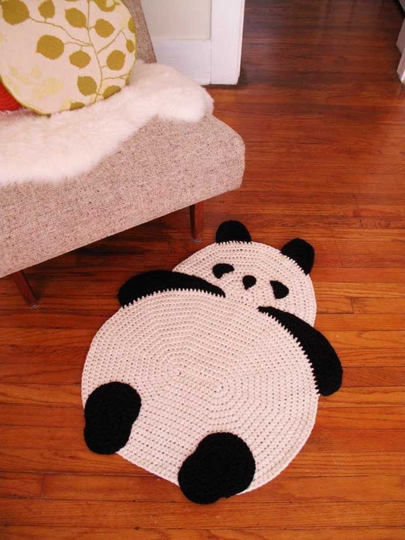 Panda Rug, crochet panda rug, floor rug, crochet rug, children room rug, any room rug, wall hanging rug, throw rug image 5