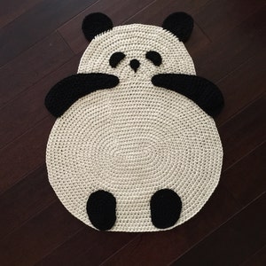 Panda Rug, crochet panda rug, floor rug, crochet rug, children room rug, any room rug, wall hanging rug, throw rug image 1