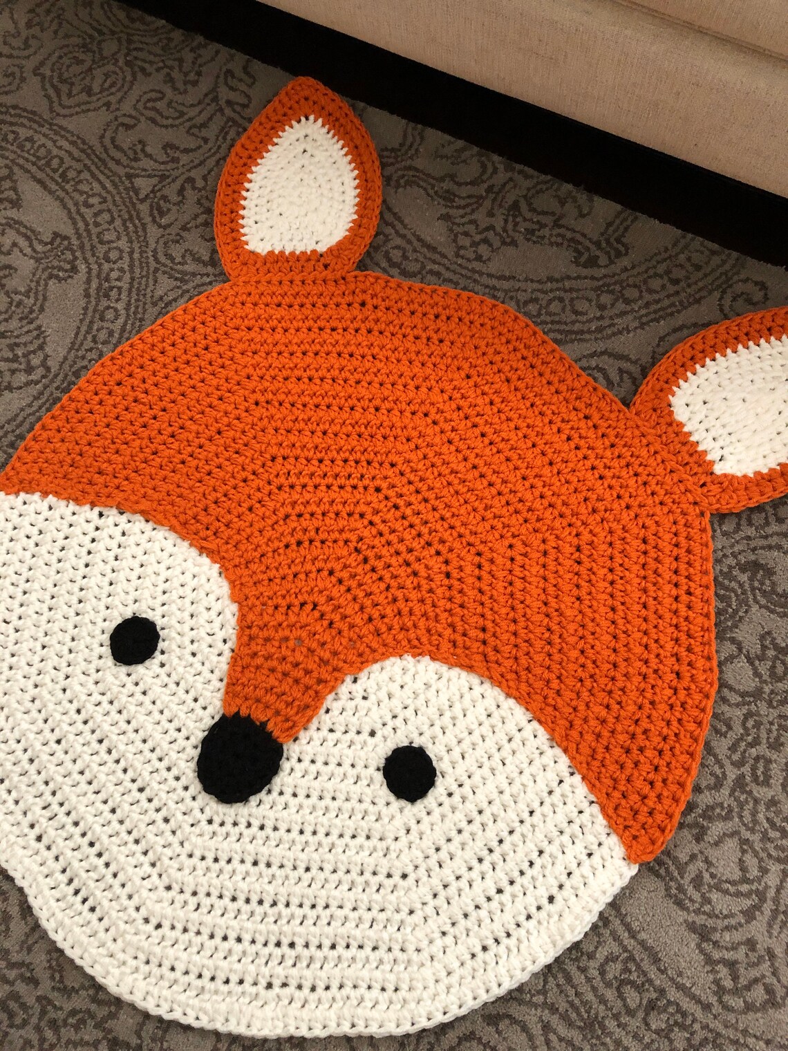 Crochet Fox Rug, Hand Made Rug, Crochet Rug, Area Rug, Children Rug ...