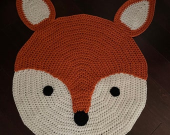 Crochet Fox Rug, hand made rug, Crochet rug, Area rug, children rug, Baby room rug, Fox rug