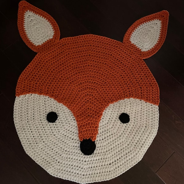 Crochet Fox Rug, hand made rug, Crochet rug, Area rug, children rug, Baby room rug, Fox rug