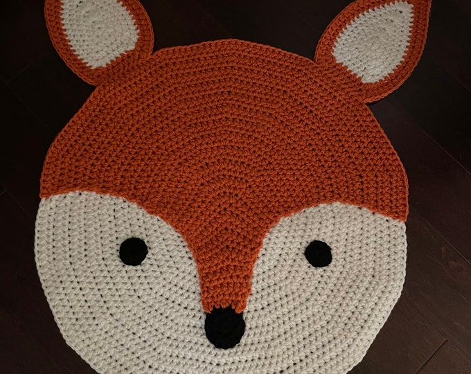 Crochet Fox Rug Hand Made Rug Crochet Rug Area Rug - Etsy