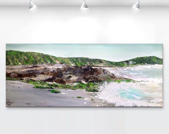 Abstract painting - fine art Giclée print - 'Silver sands' - from my original painting. Ocean landscape, nature, seascape.