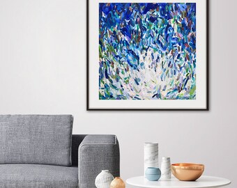 Abstract painting - fine art Giclée print - 'Oceanum lilia' - from my original painting. Grass green, nature, landscape.