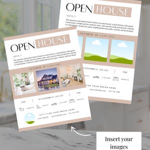 Open House Modern Real Estate Flyer Canva Template, Light Brown Sleek Realtor Marketing, Printable Editable Open House Invitation, Professio
