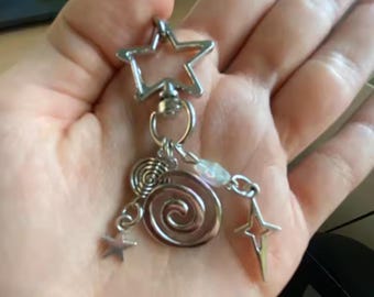 Spiral Star Metal Keychain, Y2k keychian