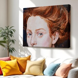 Red-Haired Woman Oil Painting Look Decorative Art, Portrait Canvas Art, Portrait Canvas Decor, Framed Portrait Canvas Wall Decor