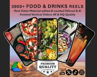 Paquete Mega Video Reels: Contenido para redes sociales, comida, viajes (descarga digital)
