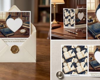 Retirement Money Card, Vintage Desk, Distinguished Career, DIY Cash Holder (Digital Download)