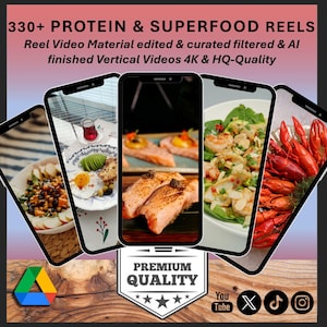 330+ SUPERFOOD & PROTEIN Video Reels Bundle - Perfekt für Instagram, TikTok YouTube Kreative