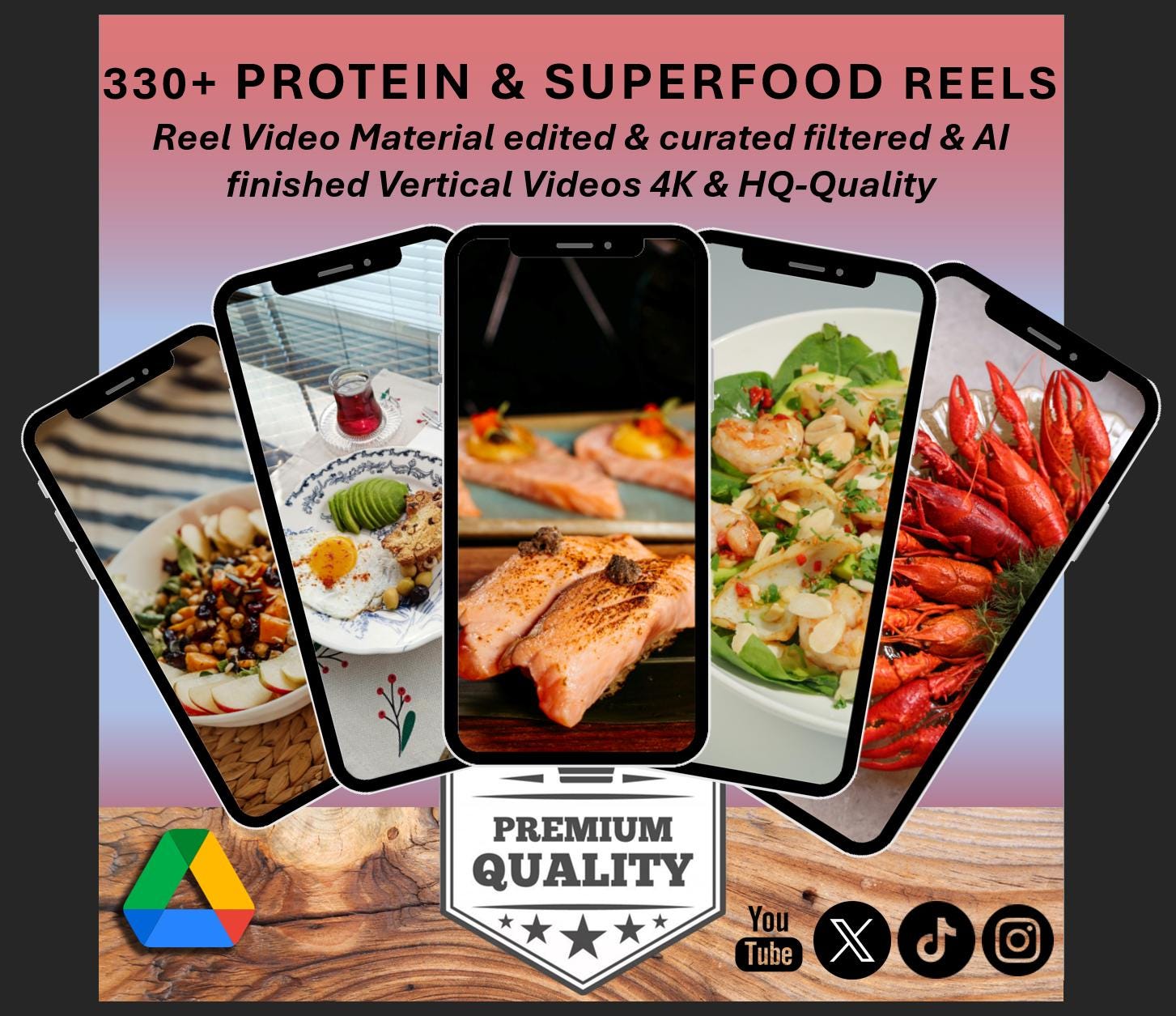 330+ SUPERFOOD & PROTEIN Video Reels Bundle - Perfekt für Instagram, TikTok YouTube Kreative