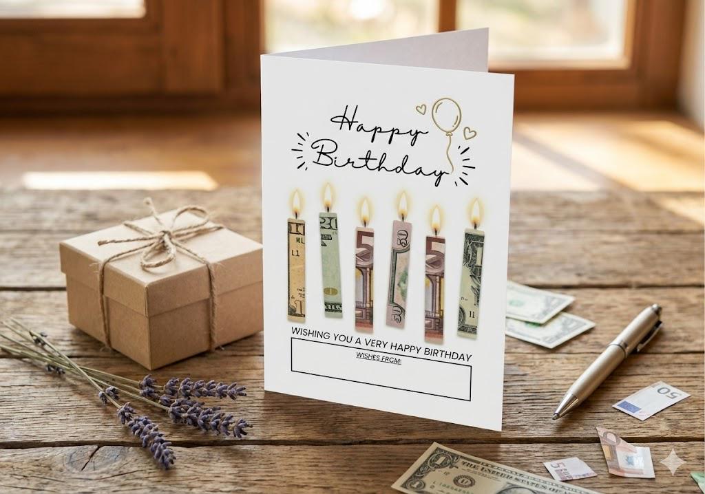 Money Candle Birthday Card