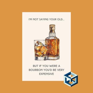 Whisky Geburtstagskarte zum Ausdrucken • Handgemalte A5 Digital Download • Elegante Whisky Flasche & Glas • Sofort Download Karte für Ihn