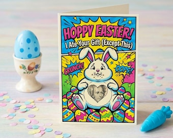 Printable Easter Money Holder Card, Funny Pop Art Bunny Cash Envelope (Digital Download)