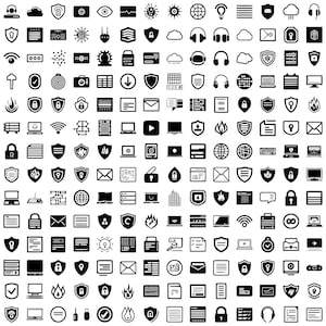 Cybersicherheits Icons & Stickers Bundle | IT, Technische Grafiken (svg, png, eps, pdf, jpeg)