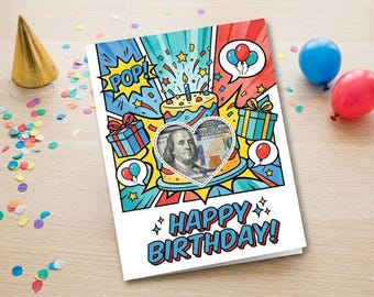 Pop Art Birthday Money Card, DIY Cash Holder, Funny Celebration (Digital Download)