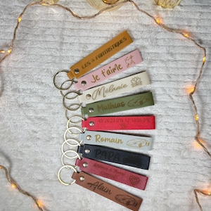 Personalized faux leather key ring - Birthday gift, Mother's Day, grandmothers, fathers, grandfathers, mistress, atsem