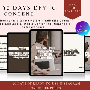 30 Days of Instagram Carousel Posts for Digital Marketers – Editable Canva Templates, Social Media Content for Coaches & Entrepreneurs