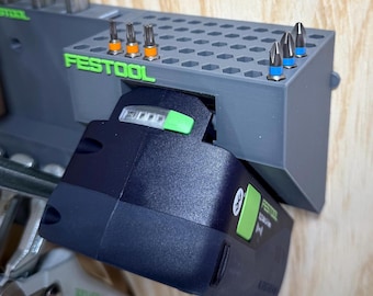 Festool battery (locked) and bit holder