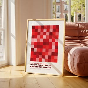 Grafika ścienna „Czerwone flagi” | Plakat z wyrazistą czerwoną paletą | Nowoczesny nadruk z cytatem | Modna dekoracja pokoju na Instagramie | Minimalistyczne dzieło sztuki