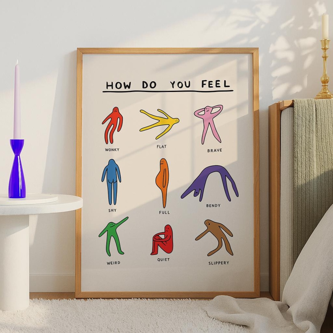 Funny Feelings Chart Printable Wall Art, How Do You Feel Poster ...