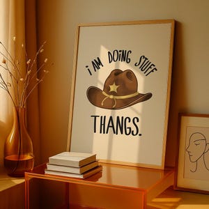 The Walking Dead Rick Grimes Cowboy Hat Wall Art | Stuff and Thangs Quote Poster | Funny Zombie Digital Print | TWD Fan Art Instant Download