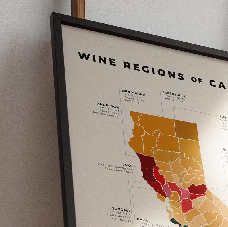 California Wine Regions Map Printable, Napa Sonoma Paso Robles Wine Map ...