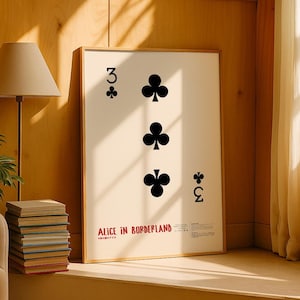 Alice in Borderland Three of Clubs Poster | Minimalist Japanese Card First Game Print, Netflix Wall Decor Anime Manga AIB Wall Art Fan Gift