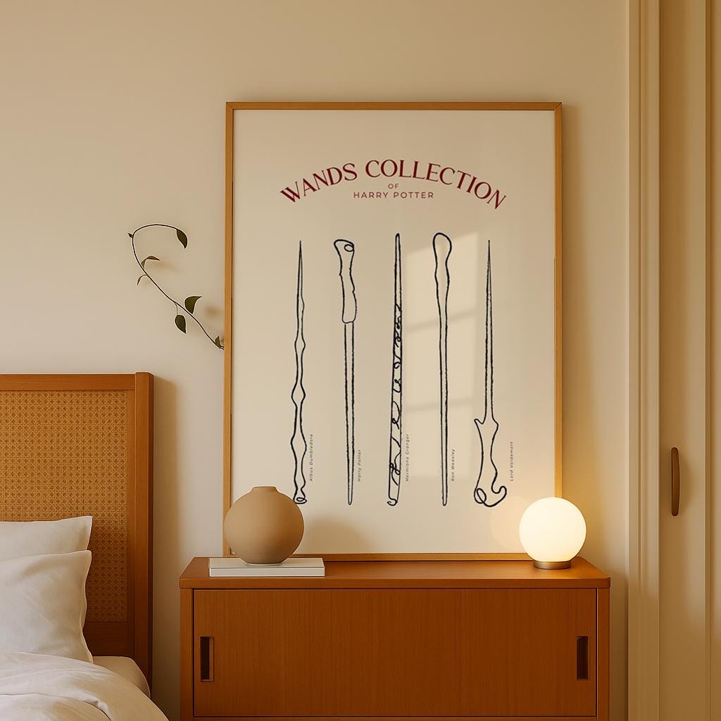 Harry Potter Wands Collection Print | Wizard Wand Poster Wall Art | Magical Digital Download, Hogwarts Decor, Instant Printable Art Fan Gift