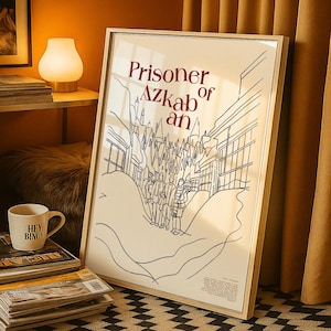 Prison of Azkaban Poster | Hogsmeade Harry Potter Druck, One Line Art Marauder's Map Sirius Black Unsichtbarkeitsumhang Szene Potterhead Geschenk