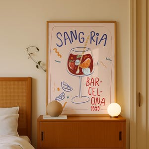 Sangria Wall Art | Barcelona Poster | Colorful Cocktail Art Print | Fiesta Kitchen Decor | Spanish Kitchen Art | Summer Party Drink Poster