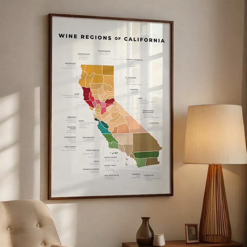 California Wine Regions Map Printable, Napa Sonoma Paso Robles Wine Map ...