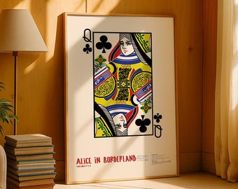 Alice in Borderland Queen of Clubs Poster | Japanese Playing Card Wall Art Final Episode Netflix Wall Decor Anime Manga AIB Wall Art Gift