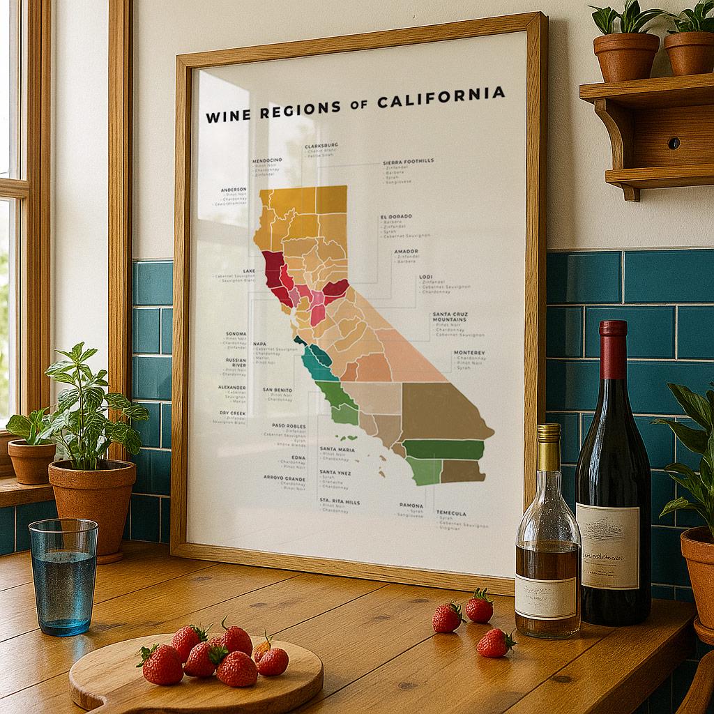 California Wine Regions Map Printable, Napa Sonoma Paso Robles Wine Map ...