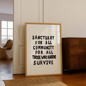 The Walking Dead Sanctuary Sign Wall Art | Terminus Typography Quote Poster | Minimalist Horror Decor, Zombie Apocalypse Printable TWD Decor