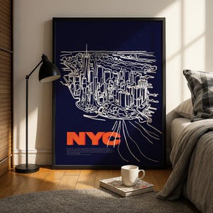 NYC Line Art Digital Print | New York City Skyline Poster Manhattan Wall Art Minimalist Cityscape Download Urban Decor One Line Drawing