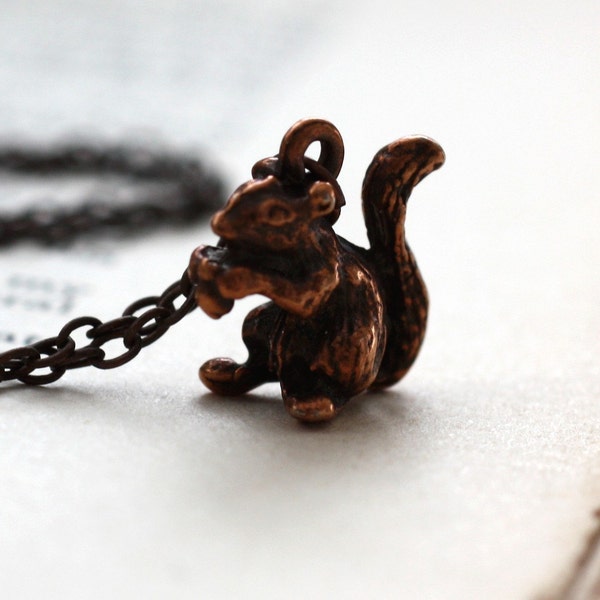 Little Squirrel and Acorn. Charm Necklace