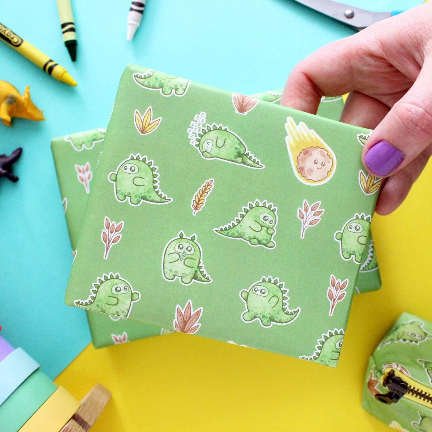 Wrapping paper sheet Cuthbert the dinosaur Etsy