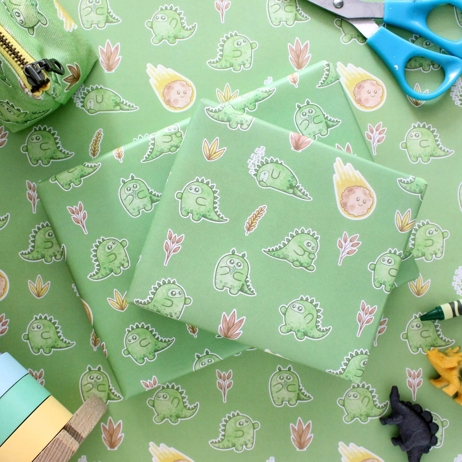 Wrapping paper sheet Cuthbert the dinosaur Etsy