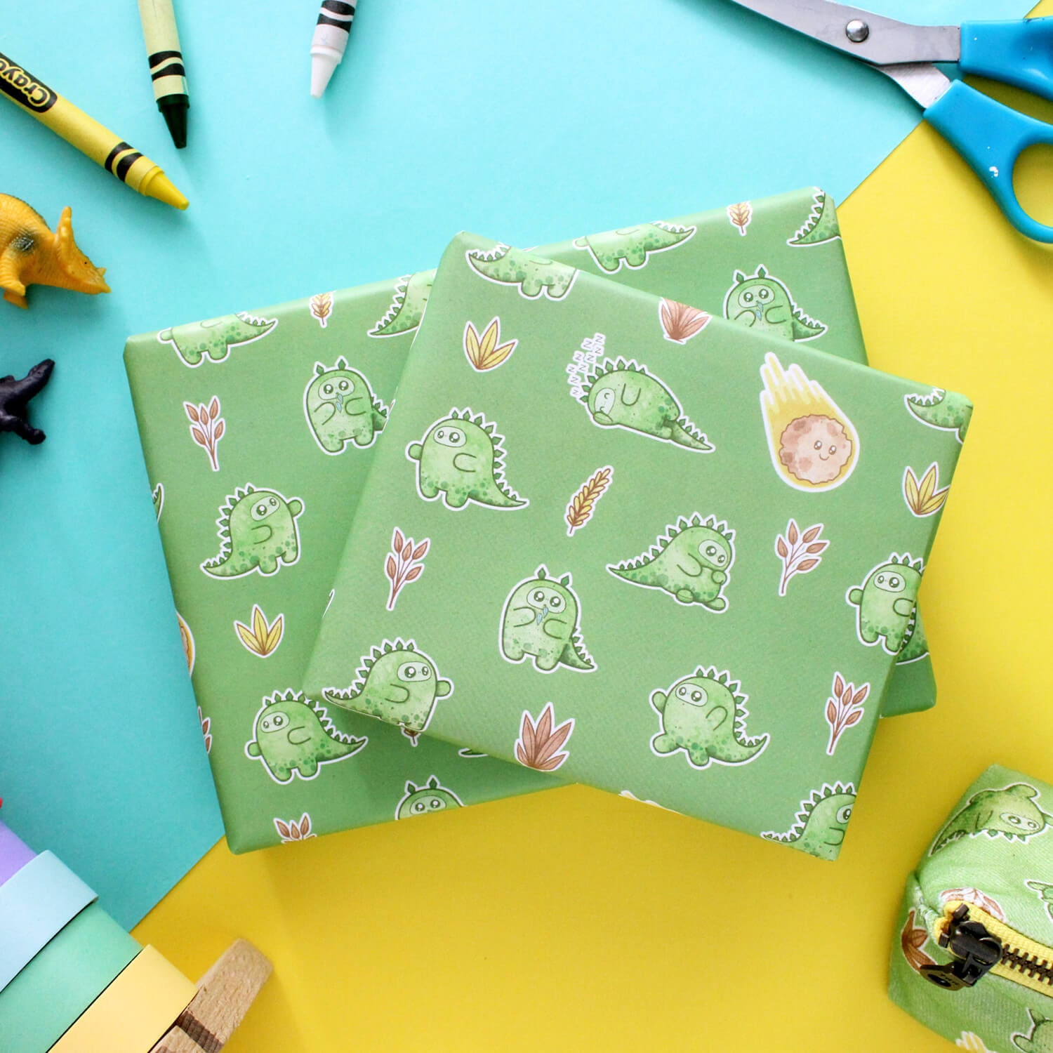 Wrapping paper sheet Cuthbert the dinosaur Etsy