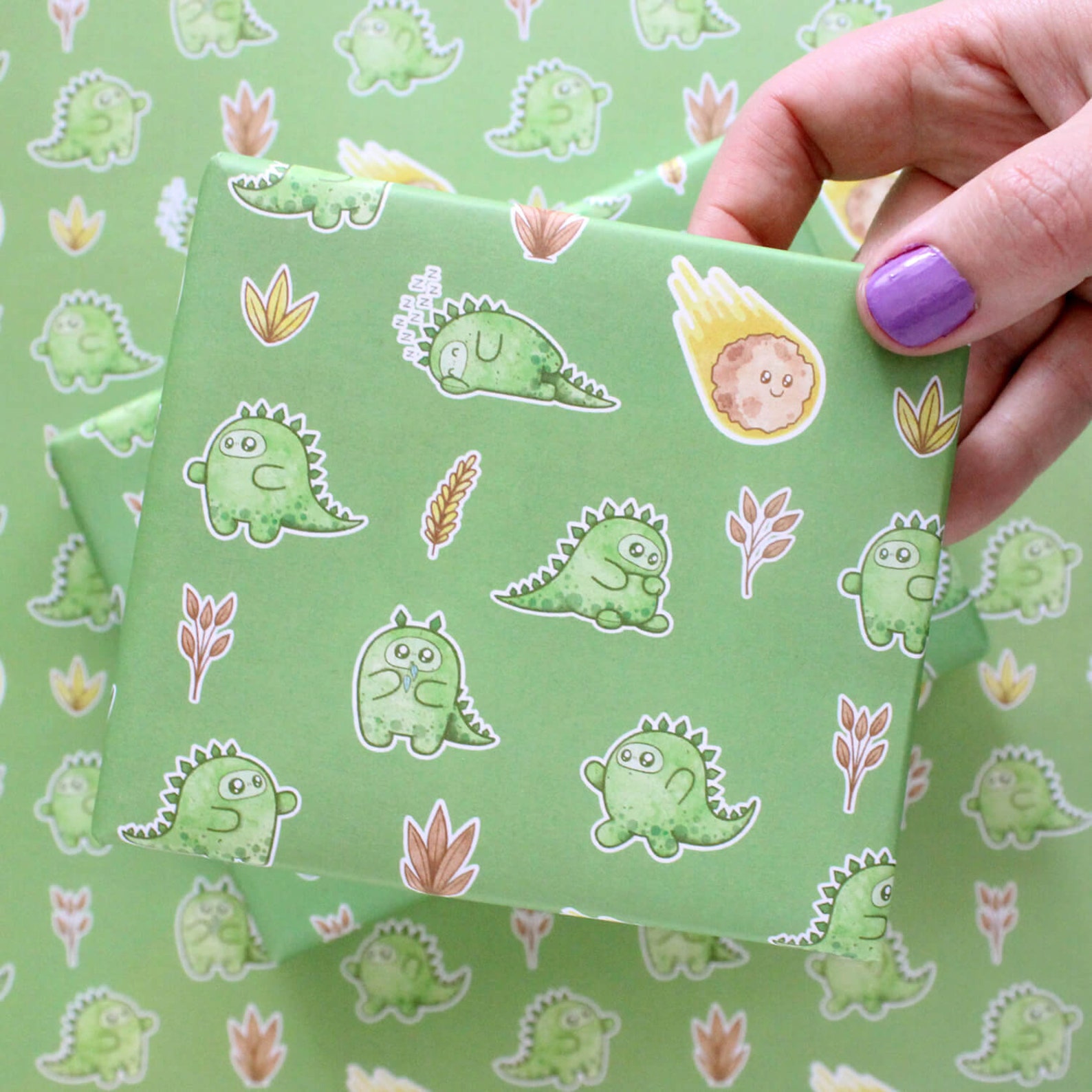 Wrapping paper sheet Cuthbert the dinosaur Etsy