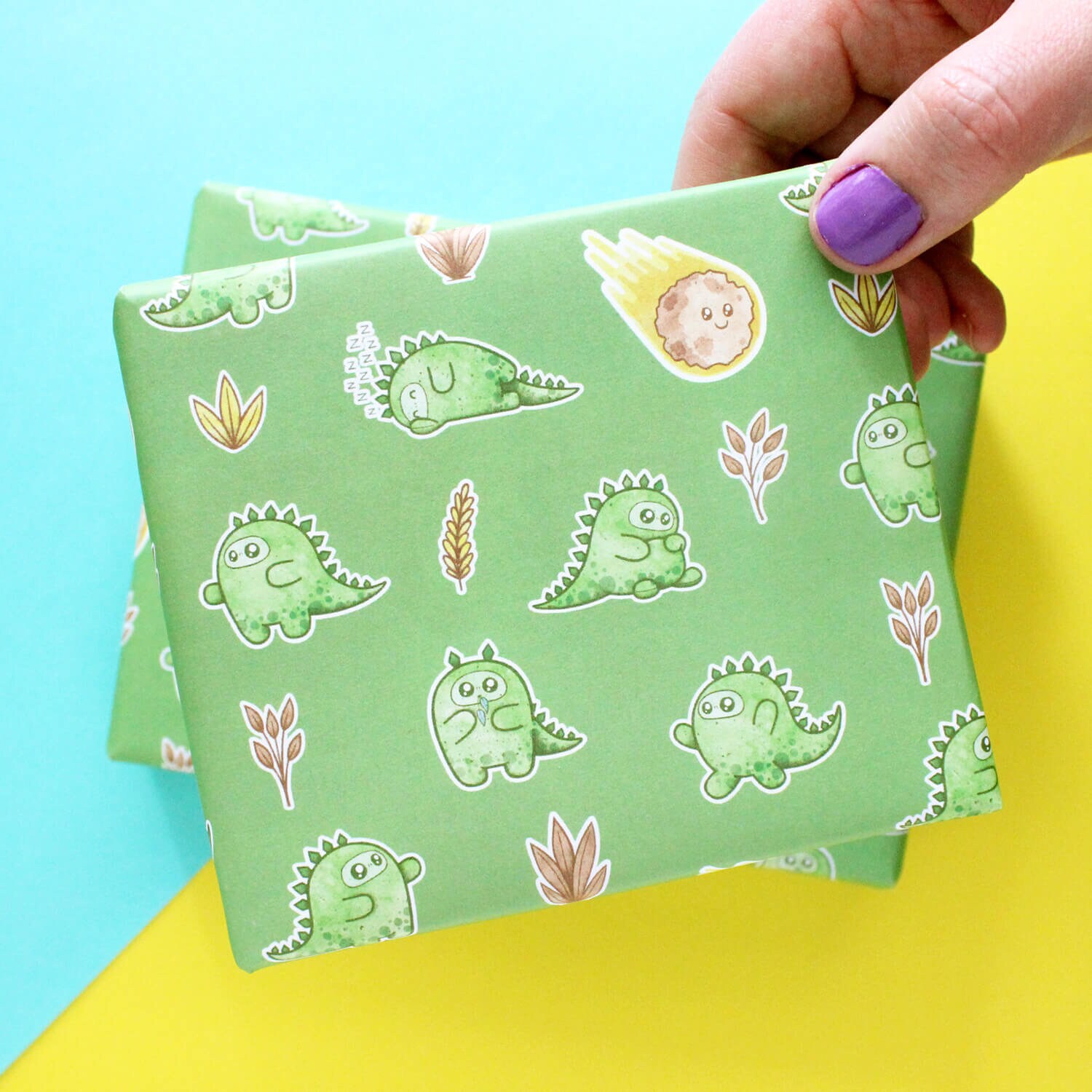 Wrapping paper sheet Cuthbert the dinosaur Etsy