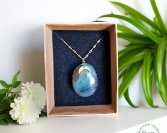 &quot;Energy & Elegance&quot; Necklace - Moon / Madagascar Labradorite