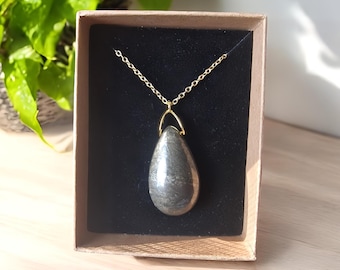 Pyrite necklace from Peru – Stone of protection and abundance – stainless steel chain