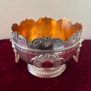 1950’s English Georgian Style Silver with Brass Monteith Bowl Stamped Corbell&Co