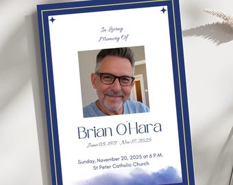 Funeral Program Template | Editable Memorial Keepsake | Celebration of Life Brochure | Printable Canva Obituary Program