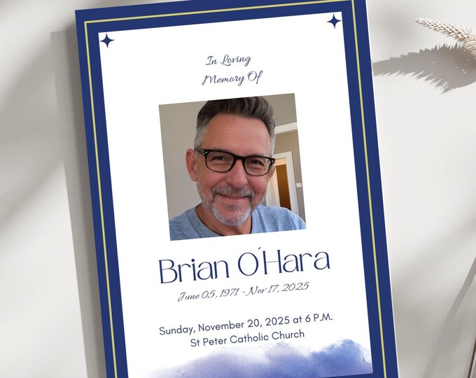 Editable Funeral Program Template 4 Pages Heartwarming Photo