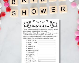 Funny Bridal Shower Mad Libs | Printable Bachelorette Party Game | Bride and Groom Activity | Wedding Shower PDF | Instant Download