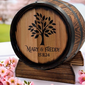 Caixa de cartão de casamento personalizada 10L, estilo barril de uísque de carvalho vintage com fechadura, porta-cartões de madeira rústica, presente de casamento perfeito - decoração de recepção